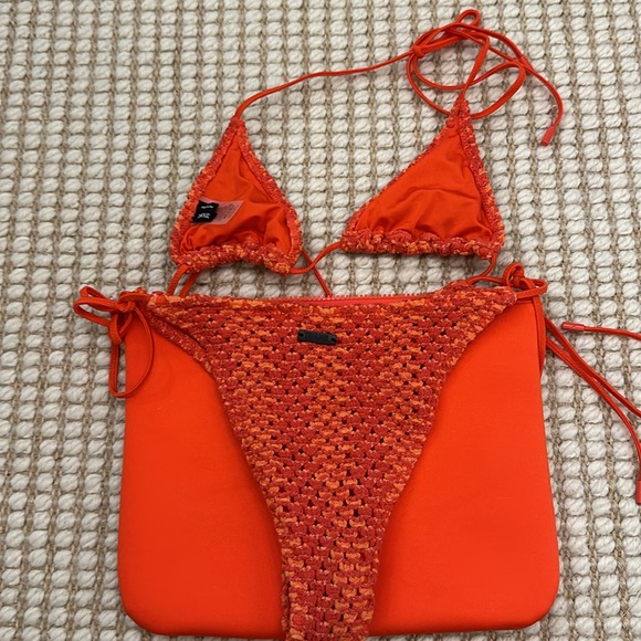 Triangl red/ orange crochet bikini - Picture 5 of 6